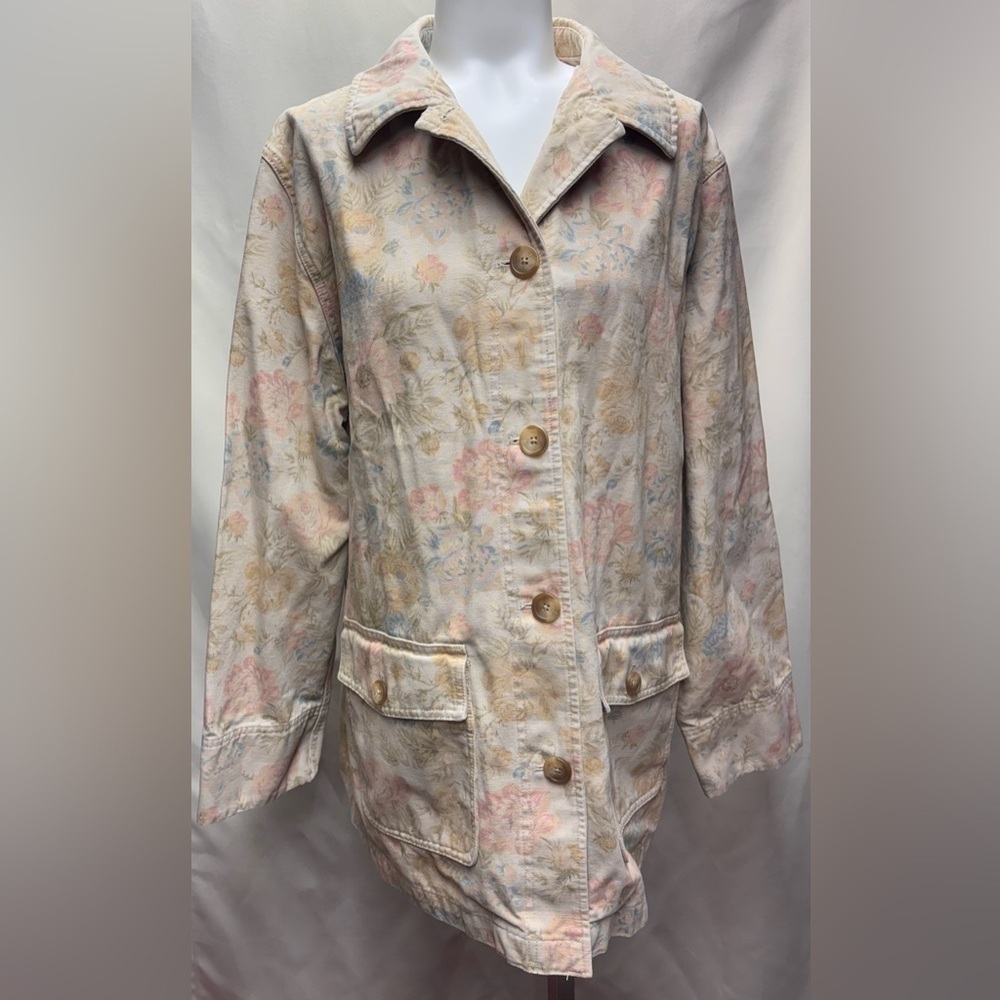 Rare Vintage 90’s Eddie Bauer 100 % Cotton Floral Barn Chore Coat Women's XLarge